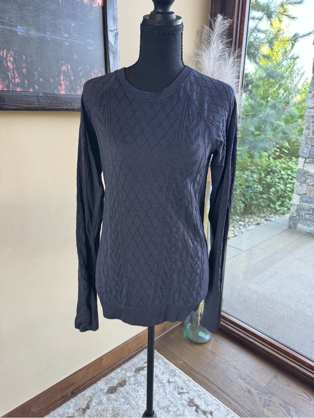 Lululemon Rest Less Pullover Navy Blue Cable Knit Texture | Size8